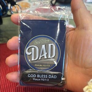 God Bless Dad Keychain - Black and Silver Psalm 112:1-3  Father’s Day child gift
